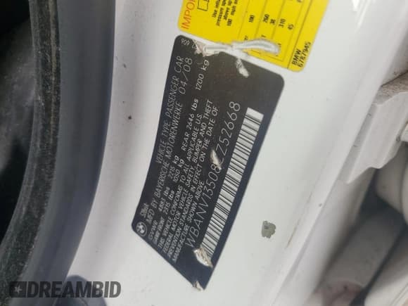 ✅ 2008 BMW 5 Series 528xi • VIN: WBANV13508CZ52668 • Lot: 63986785. Wystawiony na Copart z przebiegiem 240 643 mil. Bezpłatny archiwum sprzedaży aukcyjnych z USA i szczegółowy raport historii pojazdu na DreamBid. Zdjęcie 12.