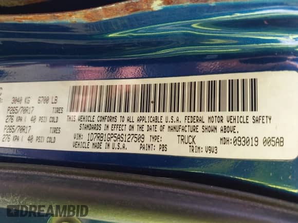 2010 Dodge 1500 SLT с VIN 1D7RB1GP5AS127509, выставлен на аукционе IAAI как лот 43381257 с пробегом 175 214 миль миль и . История ставок и продаж доступна на DreamBid. Изображение 9.