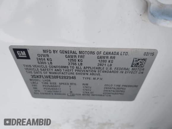 ✅ 2015 GMC Terrain SLE • VIN: 2GKFLWE38F6282948 • Lot: 43029761. Wystawiony na IAAI z przebiegiem 271 940 mil. Bezpłatny archiwum sprzedaży aukcyjnych z USA i szczegółowy raport historii pojazdu na DreamBid. Zdjęcie 9.
