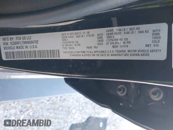 ✅ 2021 Ram 1500 Rebel • VIN: 1C6SRFLT8MN594702 • Lot: 41534980. Wystawiony na IAAI z przebiegiem 65 744 mil. Bezpłatny archiwum sprzedaży aukcyjnych z USA i szczegółowy raport historii pojazdu na DreamBid. Zdjęcie 9.