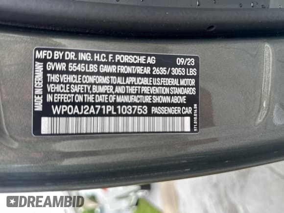 ✅ 2023 Porsche Panamera • VIN: WP0AJ2A71PL103753 • Lot: 76814934. Wystawiony na Copart z przebiegiem 2 686 mil. Bezpłatny archiwum sprzedaży aukcyjnych z USA i szczegółowy raport historii pojazdu na DreamBid. Zdjęcie 10.