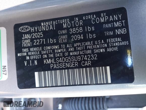 ✅ 2025 Hyundai Elantra SEL Convenience • VIN: KMHLS4DG5SU974232 • Lot: 43648827. Listed on IAAI with 13,076 mi. Free auction sales archive from the USA and detailed vehicle history report at DreamBid. Image 9.