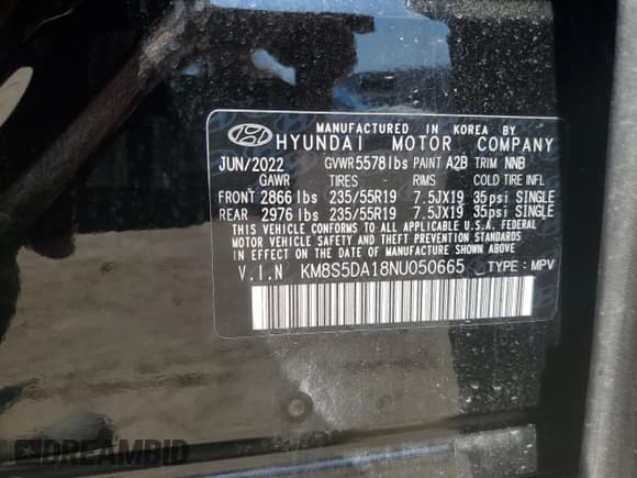 ✅ 2022 Hyundai Santa Fe Limited • VIN: KM8S5DA18NU050665 • Lot: 57950163. Wystawiony na Copart z przebiegiem 8 791 mil. Bezpłatny archiwum sprzedaży aukcyjnych z USA i szczegółowy raport historii pojazdu na DreamBid. Zdjęcie 12.