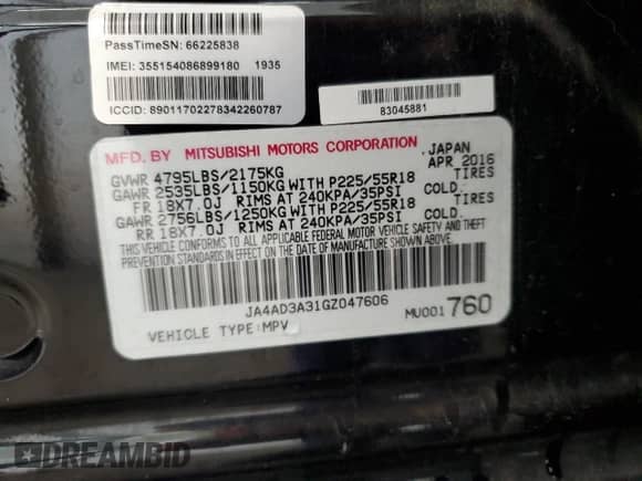 2016 Mitsubishi Outlander SE с VIN JA4AD3A31GZ047606, выставлен на аукционе Copart как лот 82142325 с пробегом 181 544 миль миль и Списание • Salvage title. История ставок и продаж доступна на DreamBid. Изображение 14.