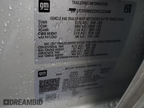 ✅ 2021 GMC Sierra 1500 SLE • VIN: 1GTR9BED2MZ320488 • Лот: 50100875. Опубликован ранее на Copart с пробегом 44 175 миль. Бесплатный доступ к архиву аукционных продаж из США и подробный отчёт об истории автомобиля на DreamBid. Изображение 12.