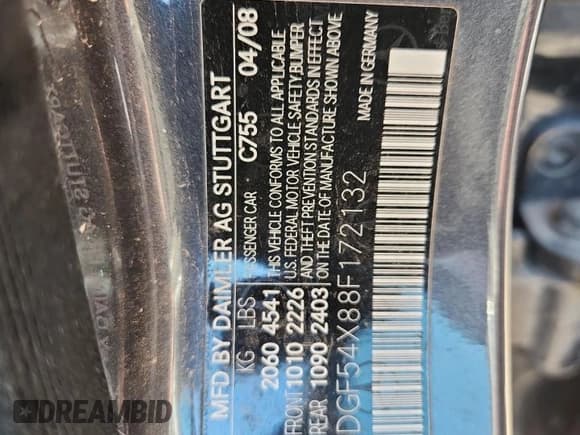 ✅ 2008 Mercedes-Benz C 300 Sport • VIN: WDDGF54X88F172132 • Lot: 90131685. Listed on Copart with Not provided. Free auction sales archive from the USA and detailed vehicle history report at DreamBid. Image 12.