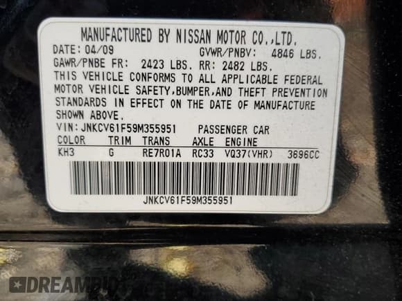 ✅ 2009 Infiniti G37 x • VIN: JNKCV61F59M355951 • Lot: 87265345. Listed on Copart with 140,352 mi. Free auction sales archive from the USA and detailed vehicle history report at DreamBid. Image 13.