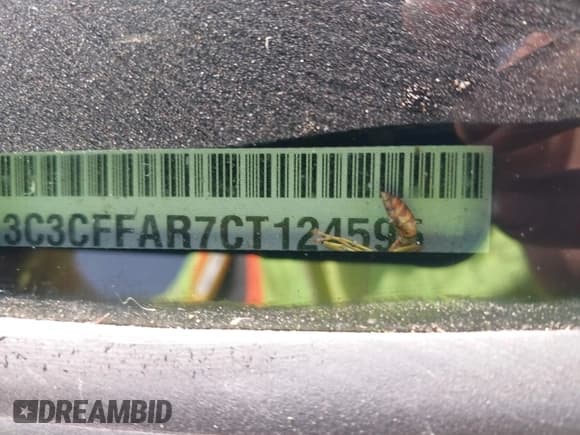 ✅ 2012 FIAT 500 Pop • VIN: 3C3CFFAR7CT124595 • Lot: 42257410. Listed on IAAI with 96,608 mi. Free auction sales archive from the USA and detailed vehicle history report at DreamBid. Image 12.