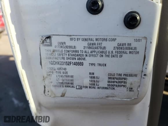 ✅ 2002 Chevrolet Silverado 2500HD LS • VIN: 1GCHK23152F140669 • Лот: 81785894. Опубликован ранее на Copart с пробегом Не указан. Бесплатный доступ к архиву аукционных продаж из США и подробный отчёт об истории автомобиля на DreamBid. Изображение 12.