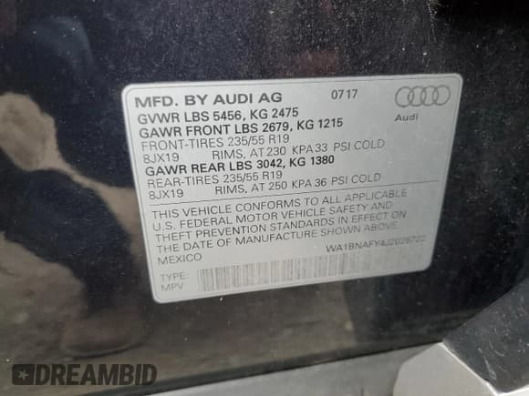 ✅ 2018 Audi Q5 Premium Plus • VIN: WA1BNAFY4J2028722 • Lot: 92175155. Listed on Copart with 119,405 mi. Free auction sales archive from the USA and detailed vehicle history report at DreamBid. Image 13.