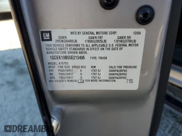 ✅ 2005 Chevrolet Silverado 1500 Z71 • VIN: 1GCEK19B55E213496 • Лот: 77851484. Опубликован ранее на Copart с пробегом 170 099 миль. Бесплатный доступ к архиву аукционных продаж из США и подробный отчёт об истории автомобиля на DreamBid. Изображение 12.