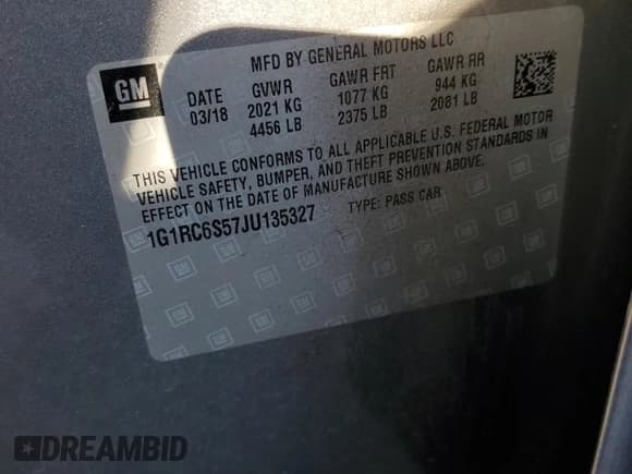 ✅ 2018 Chevrolet Volt LT • VIN: 1G1RC6S57JU135327 • Lot: 84553004. Wystawiony na Copart z przebiegiem 131 443 mil. Bezpłatny archiwum sprzedaży aukcyjnych z USA i szczegółowy raport historii pojazdu na DreamBid. Zdjęcie 12.