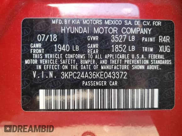 2019 Hyundai Accent SE z VIN 3KPC24A36KE043372, wystawiony jako Copart lot #67177853 z przebiegiem 36 483 mil mil oraz . Historia ofert i sprzedaży dostępna na DreamBid. Obrazek 12.