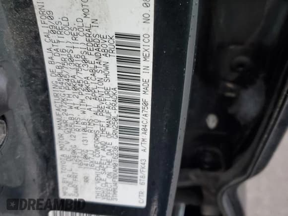 ✅ 2010 Toyota Tacoma • VIN: 3TMMU4FNXAM016236 • Лот: 56575885. Опубликован ранее на Copart с пробегом 159 493 миль. Бесплатный доступ к архиву аукционных продаж из США и подробный отчёт об истории автомобиля на DreamBid. Изображение 12.