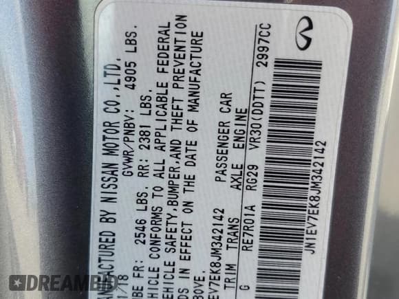 ✅ 2018 Infiniti Q60 Sport • VIN: JN1EV7EK8JM342142 • Лот: 78714604. Опубликован ранее на Copart с пробегом 100 381 миль. Бесплатный доступ к архиву аукционных продаж из США и подробный отчёт об истории автомобиля на DreamBid. Изображение 12.