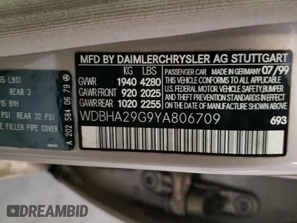 ✅ 2000 Mercedes-Benz C 230/260/280/320 • VIN: WDBHA29G9YA806709 • Lot: 64520855. Wystawiony na Copart z przebiegiem 78 480 mil. Bezpłatny archiwum sprzedaży aukcyjnych z USA i szczegółowy raport historii pojazdu na DreamBid. Zdjęcie 13.