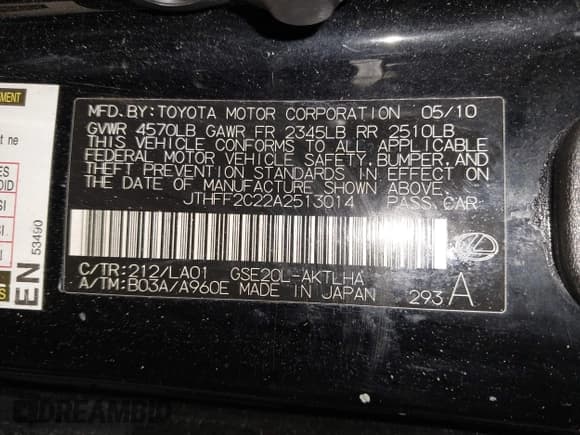 ✅ 2010 Lexus IS 250 C • VIN: JTHFF2C22A2513014 • Лот: 42246371. Опубликован ранее на IAAI с пробегом 135 870 миль. Бесплатный доступ к архиву аукционных продаж из США и подробный отчёт об истории автомобиля на DreamBid. Изображение 9.