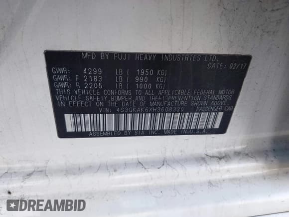 ✅ 2017 Subaru Impreza Special Sports • VIN: 4S3GKAK6XH3608330 • Lot: 43847577. Wystawiony na IAAI z przebiegiem 82 257 mil. Bezpłatny archiwum sprzedaży aukcyjnych z USA i szczegółowy raport historii pojazdu na DreamBid. Zdjęcie 9.