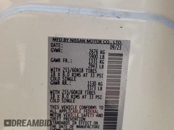 ✅ 2024 Nissan Pathfinder SV • VIN: 5N1DR3BC1RC217838 • Lot: 64445885. Listed on Copart with 10,347 mi. Free auction sales archive from the USA and detailed vehicle history report at DreamBid. Image 13.