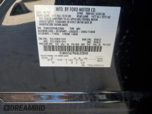 ✅ 2016 Lincoln MKT EcoBoost • VIN: 2LMHJ5AT9GBL02840 • Lot: 47504655. Listed on Copart with 67,245 mi. Free auction sales archive from the USA and detailed vehicle history report at DreamBid. Image 15.