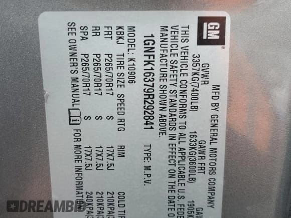 ✅ 2009 Chevrolet Suburban Commercial • VIN: 1GNFK16379R292841 • Lot: 38645144. Wystawiony na Copart z przebiegiem Nie podano. Bezpłatny archiwum sprzedaży aukcyjnych z USA i szczegółowy raport historii pojazdu na DreamBid. Zdjęcie 13.