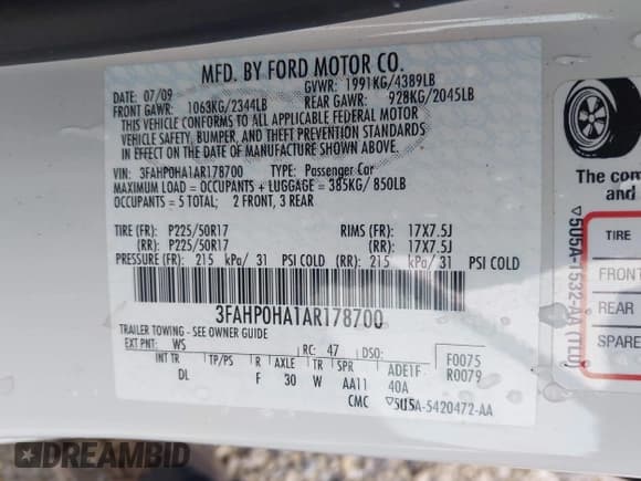 ✅ 2010 Ford Fusion SE • VIN: 3FAHP0HA1AR178700 • Lot: 43734481. Wystawiony na IAAI z przebiegiem 80 996 mil. Bezpłatny archiwum sprzedaży aukcyjnych z USA i szczegółowy raport historii pojazdu na DreamBid. Zdjęcie 9.