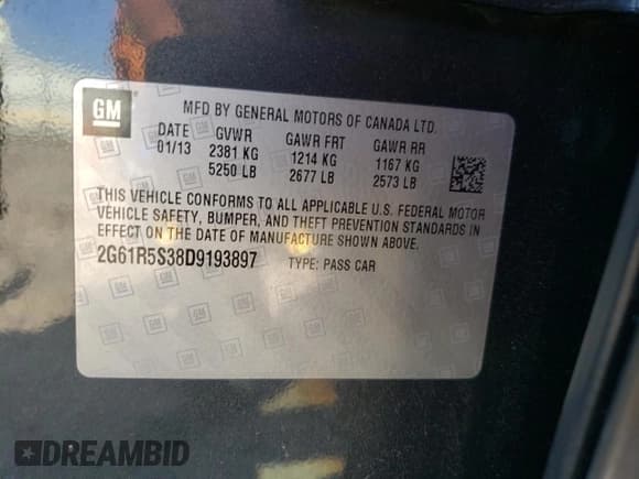 ✅ 2013 Cadillac XTS Luxury • VIN: 2G61R5S38D9193897 • Lot: 81551815. Listed on Copart with 99,662 mi. Free auction sales archive from the USA and detailed vehicle history report at DreamBid. Image 12.