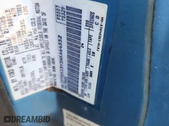 ✅ 1992 Ford F-150 S • VIN: 1FTEX15Y3NKA64552 • Lot: 63804505. Wystawiony na Copart z przebiegiem 159 770 mil. Bezpłatny archiwum sprzedaży aukcyjnych z USA i szczegółowy raport historii pojazdu na DreamBid. Zdjęcie 12.