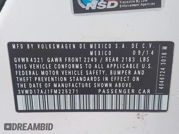 ✅ 2015 Volkswagen Jetta SE • VIN: 3VWD17AJ1FM225271 • Лот: 40353904. Опубликован ранее на IAAI с пробегом 83 317 миль. Бесплатный доступ к архиву аукционных продаж из США и подробный отчёт об истории автомобиля на DreamBid. Изображение 9.