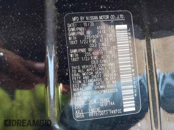 ✅ 2023 Nissan Rogue SV • VIN: JN8BT3BA0PW433028 • Лот: 42672166. Опубликован ранее на IAAI с пробегом 1 583 миль. Бесплатный доступ к архиву аукционных продаж из США и подробный отчёт об истории автомобиля на DreamBid. Изображение 9.