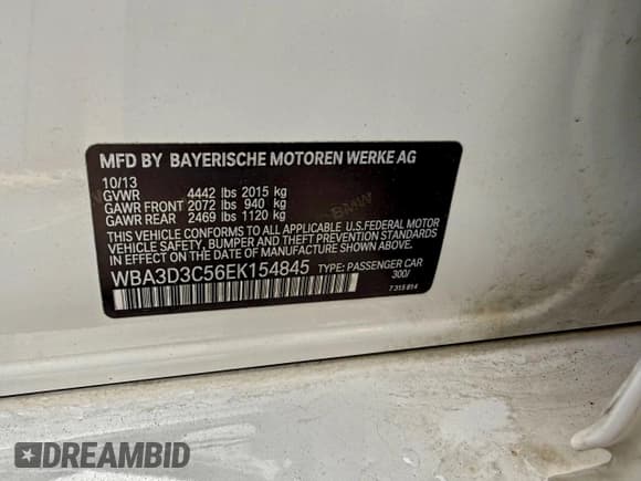 ✅ 2014 BMW 3 Series 328d • VIN: WBA3D3C56EK154845 • Лот: 95935855. Опубликован ранее на Copart с пробегом 130 469 миль. Бесплатный доступ к архиву аукционных продаж из США и подробный отчёт об истории автомобиля на DreamBid. Изображение 10.