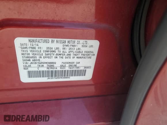 ✅ 2015 Infiniti Q50 Sport • VIN: JN1BV7AR5FM398892 • Lot: 84926645. Wystawiony na Copart z przebiegiem 154 236 mil. Bezpłatny archiwum sprzedaży aukcyjnych z USA i szczegółowy raport historii pojazdu na DreamBid. Zdjęcie 12.