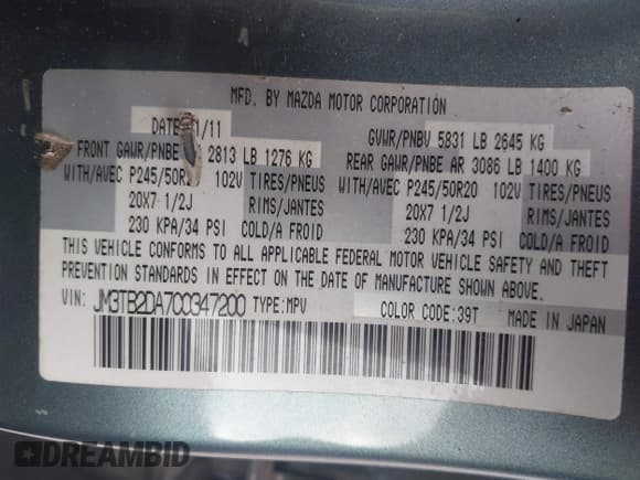 ✅ 2012 Mazda CX-9 Grand Touring • VIN: JM3TB2DA7C0347200 • Lot: 42547443. Wystawiony na IAAI z przebiegiem Nie podano. Bezpłatny archiwum sprzedaży aukcyjnych z USA i szczegółowy raport historii pojazdu na DreamBid. Zdjęcie 9.