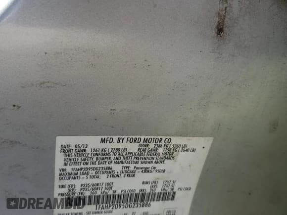 ✅ 2013 Ford Taurus SE • VIN: 1FAHP2D95DG235886 • Lot: 51934855. Wystawiony na Copart z przebiegiem 178 927 mil. Bezpłatny archiwum sprzedaży aukcyjnych z USA i szczegółowy raport historii pojazdu na DreamBid. Zdjęcie 12.
