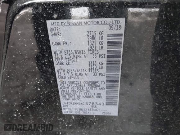 ✅ 2019 Nissan Pathfinder SV • VIN: 5N1DR2MM6KC578343 • Лот: 41560234. Опубликован ранее на IAAI с пробегом 89 640 миль. Бесплатный доступ к архиву аукционных продаж из США и подробный отчёт об истории автомобиля на DreamBid. Изображение 9.