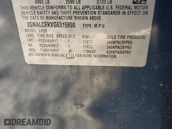 ✅ 2016 Chevrolet Equinox LT • VIN: 2GNALCEKXG6315890 • Лот: 86550925. Опубликован ранее на Copart с пробегом 157 902 миль. Бесплатный доступ к архиву аукционных продаж из США и подробный отчёт об истории автомобиля на DreamBid. Изображение 13.