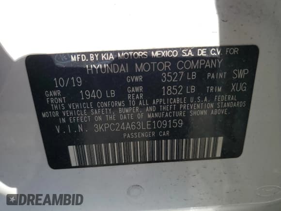 ✅ 2020 Hyundai Accent SE • VIN: 3KPC24A63LE109159 • Лот: 46478635. Опубликован ранее на Copart с пробегом 58 595 миль. Бесплатный доступ к архиву аукционных продаж из США и подробный отчёт об истории автомобиля на DreamBid. Изображение 13.