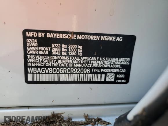 ✅ 2024 BMW 8 Series M850i • VIN: WBAGV8C06RCR92096 • Lot: 75088224. Listed on Copart with Not provided. Free auction sales archive from the USA and detailed vehicle history report at DreamBid. Image 13.