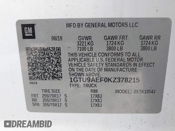 ✅ 2019 GMC Sierra 1500 • VIN: 1GTU9AEF0KZ378215 • Lot: 42472964. Wystawiony na IAAI z przebiegiem 112 147 mil. Bezpłatny archiwum sprzedaży aukcyjnych z USA i szczegółowy raport historii pojazdu na DreamBid. Zdjęcie 9.