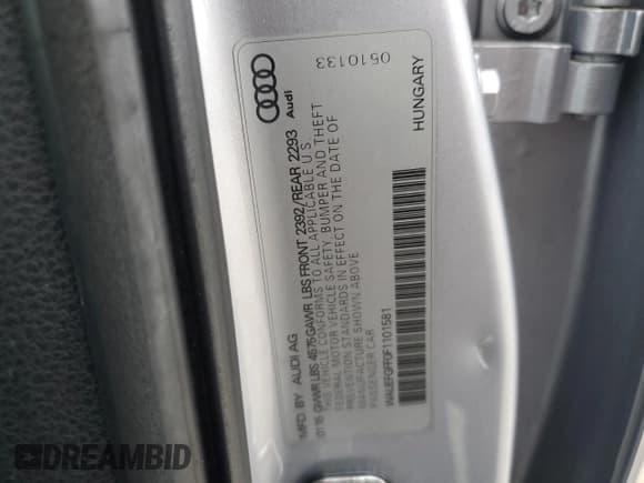 ✅ 2015 Audi A3 Premium Plus • VIN: WAUEFGFF0F1101581 • Lot: 92331725. Listed on Copart with 124,982 mi. Free auction sales archive from the USA and detailed vehicle history report at DreamBid. Image 13.