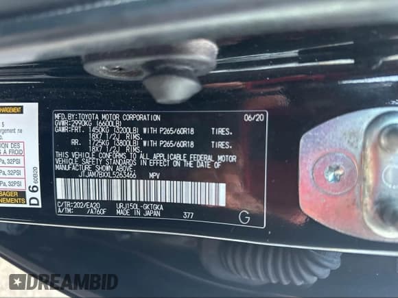 ✅ 2020 Lexus GX 460 Premium • VIN: JTJAM7BXXL5263466 • Лот: 43655069. Опубликован ранее на IAAI с пробегом 169 786 миль. Бесплатный доступ к архиву аукционных продаж из США и подробный отчёт об истории автомобиля на DreamBid. Изображение 9.