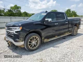 2025 Chevrolet Silverado 1500 LTZ with VIN 1GCUKGE85SZ250884, listed as a Copart auction lot 59331435 with 376 mi miles and Salvage title. Bid and sale history available at DreamBid. Image 1.
