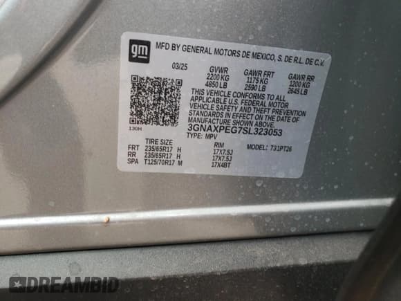 ✅ 2025 Chevrolet Equinox AWD LT • VIN: 3GNAXPEG7SL323053 • Lot: 59343535. Wystawiony na Copart z przebiegiem 3 229 mil. Bezpłatny archiwum sprzedaży aukcyjnych z USA i szczegółowy raport historii pojazdu na DreamBid. Zdjęcie 13.