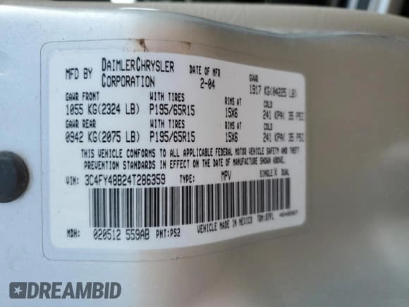 ✅ 2004 Chrysler PT Cruiser • VIN: 3C4FY48B24T286359 • Лот: 65190425. Опубликован ранее на Copart с пробегом Не указан. Бесплатный доступ к архиву аукционных продаж из США и подробный отчёт об истории автомобиля на DreamBid. Изображение 12.