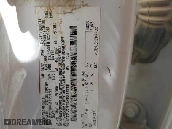 ✅ 2017 Ford F-250 Lariat • VIN: 1FT7W2BT0HEE58765 • Lot: 63257095. Listed on Copart with Not provided. Free auction sales archive from the USA and detailed vehicle history report at DreamBid. Image 13.