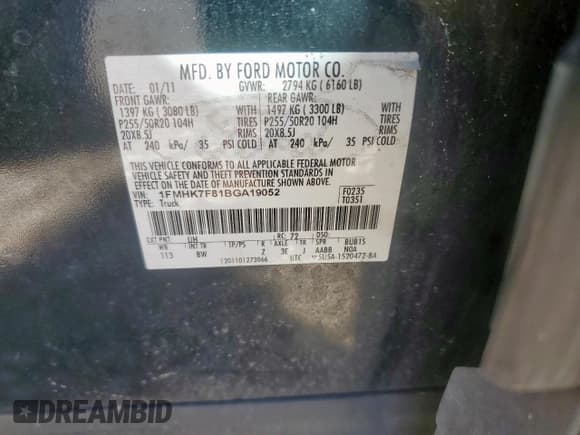 ✅ 2011 Ford Explorer Limited • VIN: 1FMHK7F81BGA19052 • Лот: 82717535. Опубликован ранее на Copart с пробегом Не указан. Бесплатный доступ к архиву аукционных продаж из США и подробный отчёт об истории автомобиля на DreamBid. Изображение 13.