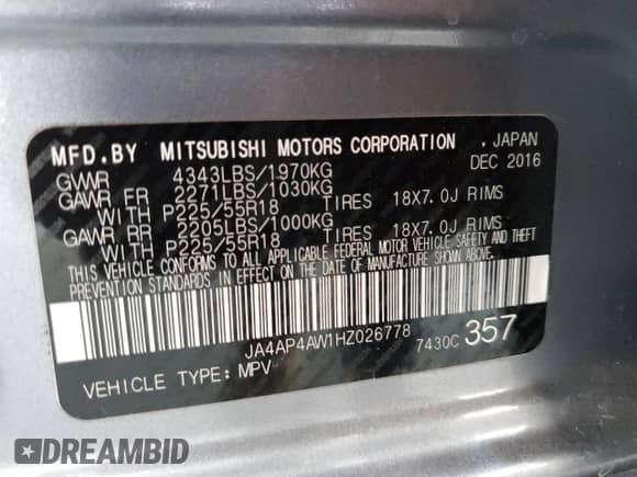 2017 Mitsubishi Outlander SEL с VIN JA4AP4AW1HZ026778, выставлен на аукционе Copart как лот 56769835 с пробегом 143 353 миль миль и Списание • Salvage title. История ставок и продаж доступна на DreamBid. Изображение 13.