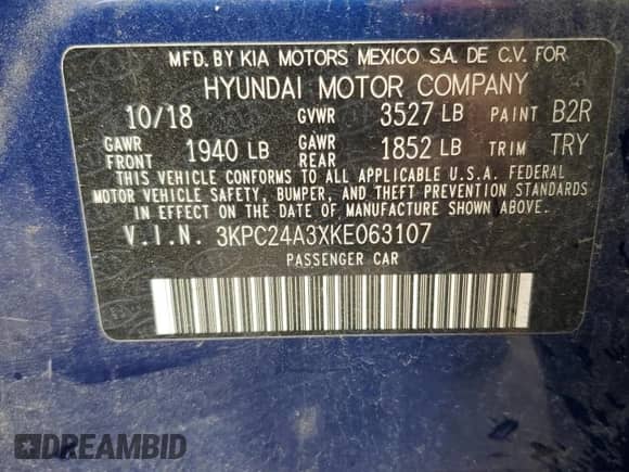 2019 Hyundai Accent SE z VIN 3KPC24A3XKE063107, wystawiony jako Copart lot #71035374 z przebiegiem 90 404 mil mil oraz Szkoda całkowita • Salvage title. Historia ofert i sprzedaży dostępna na DreamBid. Obrazek 12.