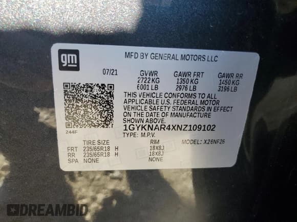 ✅ 2022 Cadillac XT5 FWD Luxury • VIN: 1GYKNAR4XNZ109102 • Лот: 80252475. Опубликован ранее на Copart с пробегом 61 547 миль. Бесплатный доступ к архиву аукционных продаж из США и подробный отчёт об истории автомобиля на DreamBid. Изображение 13.