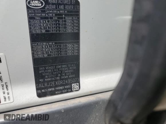 ✅ 2024 Land Rover Discovery S • VIN: SALRJ2EX0R2495073 • Лот: 67305465. Опубликован ранее на Copart с пробегом 25 781 миль. Бесплатный доступ к архиву аукционных продаж из США и подробный отчёт об истории автомобиля на DreamBid. Изображение 13.